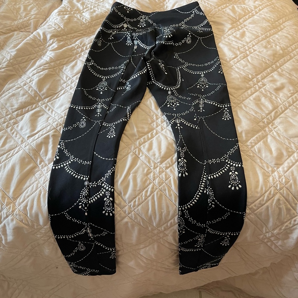 White House Black Market Black Leggings with White Accents